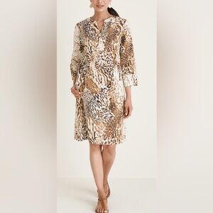 NWT Chico’s Animal-Print Poplin A-Line Dress in Size 3 (16/18)